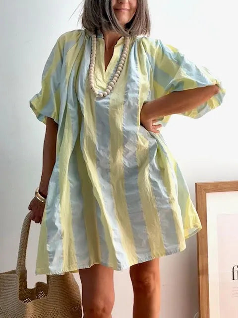 Vestido Rayada Amarilla y Azul