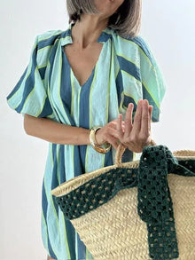 Vestido Rayada Celeste y Blanco