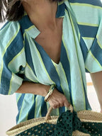 Vestido Rayada Celeste y Blanco