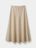 Falda Midi Cortada al Bies Beige