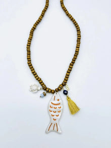Collar Bola Madera Pez