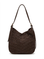 Bolso Hobo Croché Marrón  con Asa de Hombro Regulable
