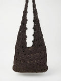 Bolso Hobo Croché Floral Marrón Chocolate
