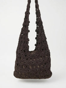 Bolso Hobo Croché Floral Marrón Chocolate
