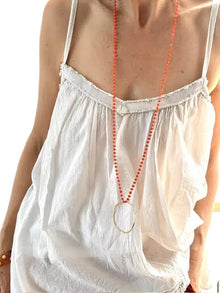 Collar Rosario Aro Coral