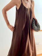 Vestido Trabillas Traseras Marrón