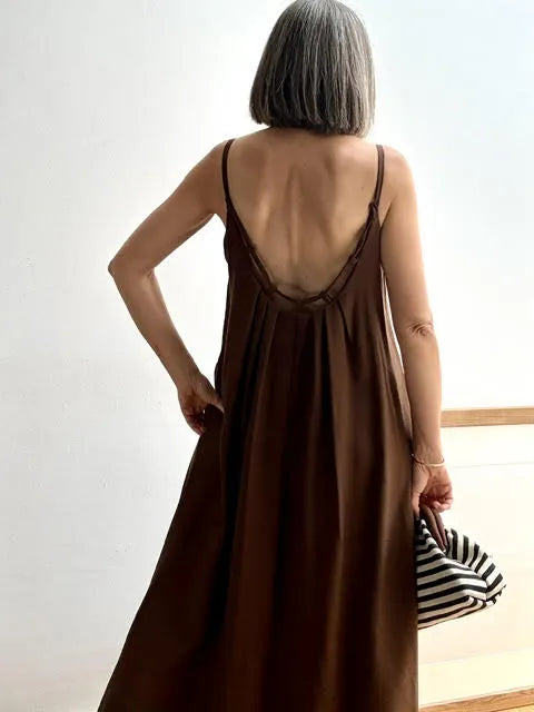 Vestido Trabillas Traseras Marrón