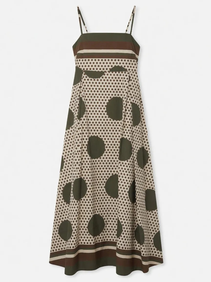 Vestido Midi de Lunares con Smock