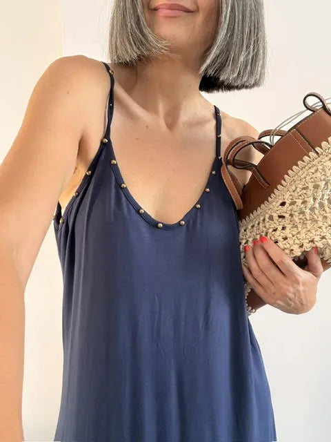 Vestido Tachas Marino