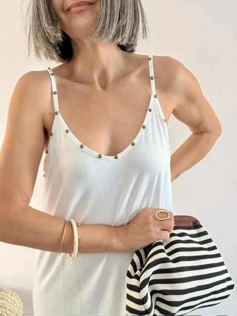 Vestido Tachas Blanco