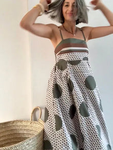 Vestido Midi de Lunares con Smock