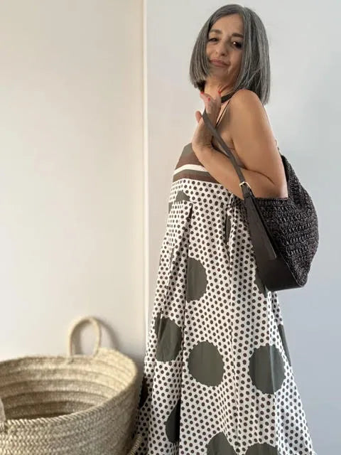 Vestido Midi de Lunares con Smock