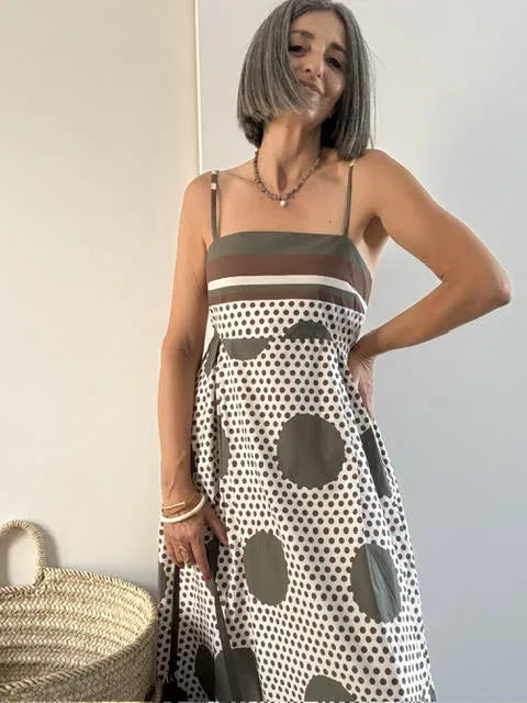 Vestido Midi de Lunares con Smock