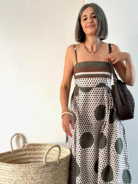 Vestido Midi de Lunares con Smock