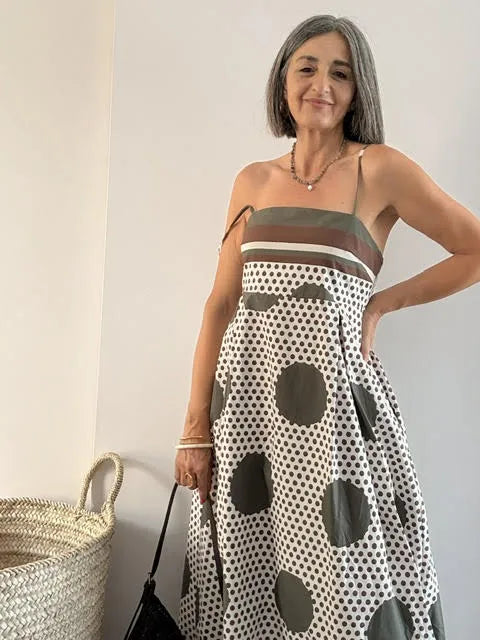 Vestido Midi de Lunares con Smock