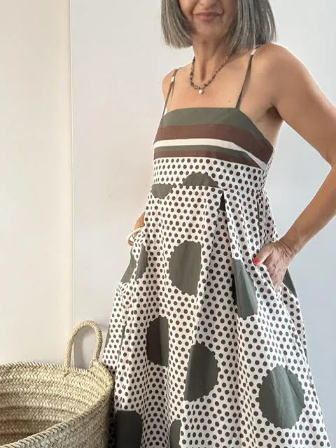 Vestido Midi de Lunares con Smock