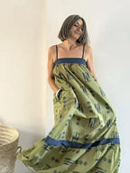 Vestido Largo Estampado Peces Verde
