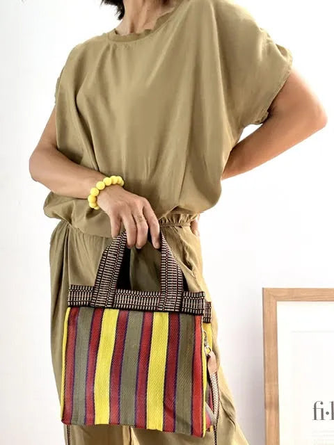 Bolso Tote Rayado Multicolor Pequeño