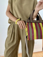 Bolso Tote Rayado Multicolor Pequeño