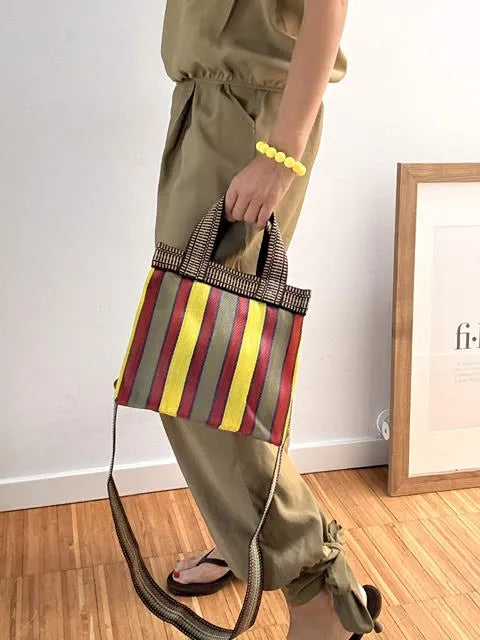 Bolso Tote Rayado Multicolor Pequeño