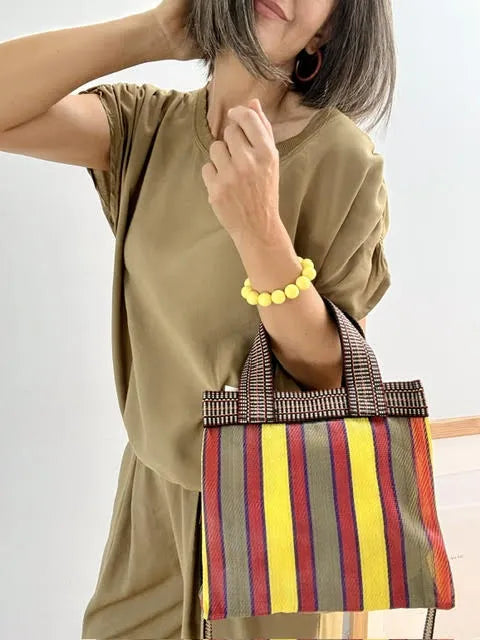 Bolso Tote Rayado Multicolor Pequeño
