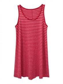 Vestido Sin Mangas Rayado Rojo Rosa