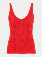 Top de Punto Calado Rojo Fluor