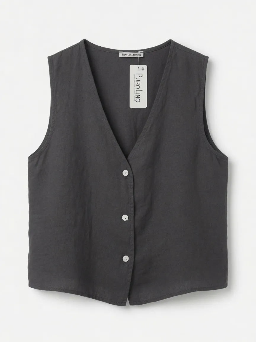 Chaleco Lino Gris