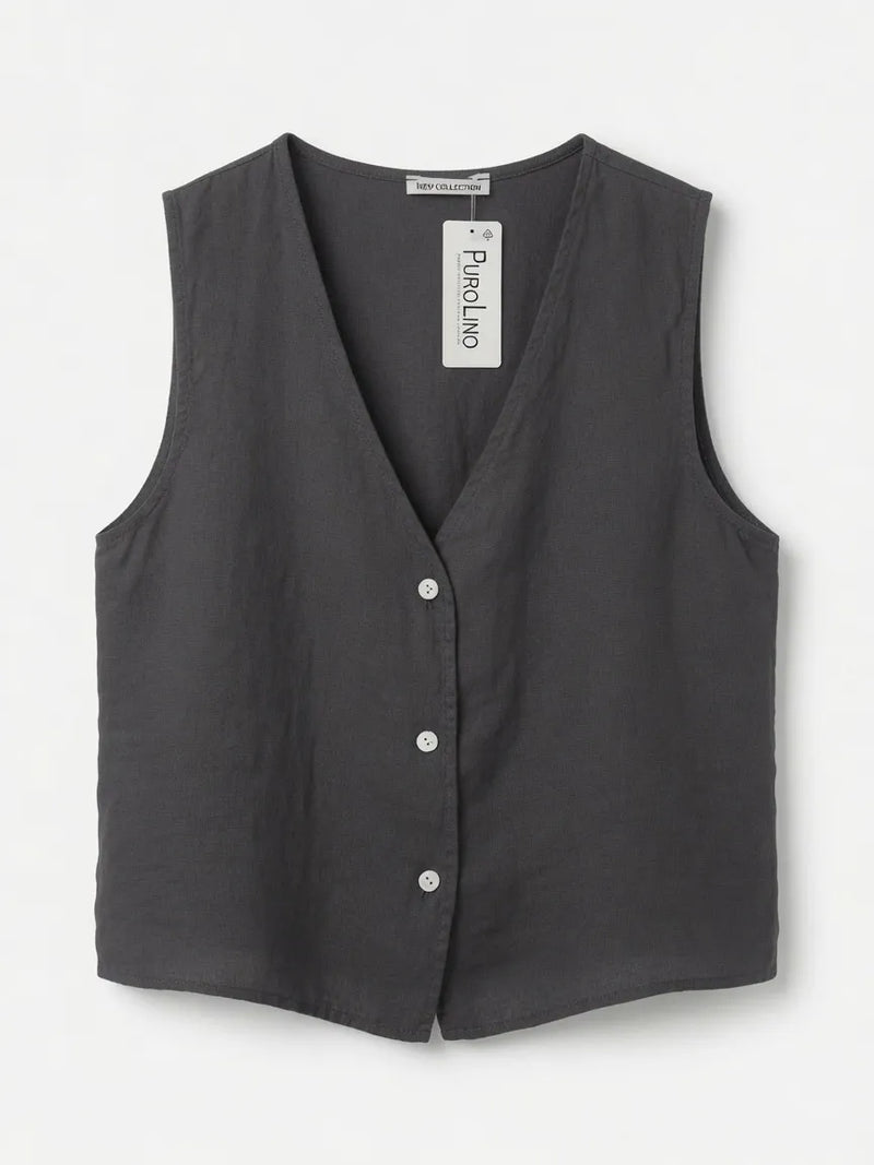 Chaleco Lino Gris