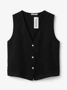 Chaleco Lino Negro
