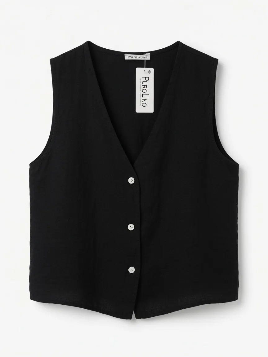 Chaleco Lino Negro