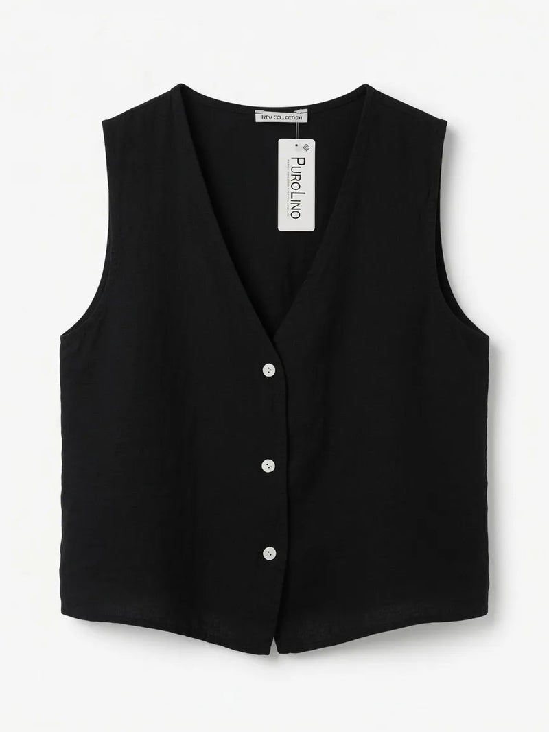 Chaleco Lino Negro