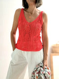 Top de Punto Calado Rojo Fluor