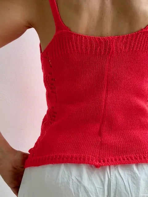 Top de Punto Calado Rojo Fluor