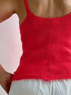 Top de Punto Calado Rojo Fluor