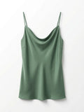 Top Satinado Escote Cortina Verde