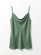 Top Satinado Escote Cortina Verde