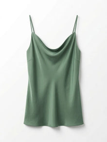 Top Satinado Escote Cortina Verde