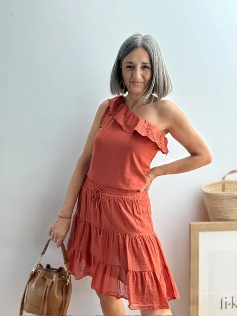 Falda de Algodón con Volantes Caldera