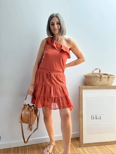 Falda de Algodón con Volantes Caldera