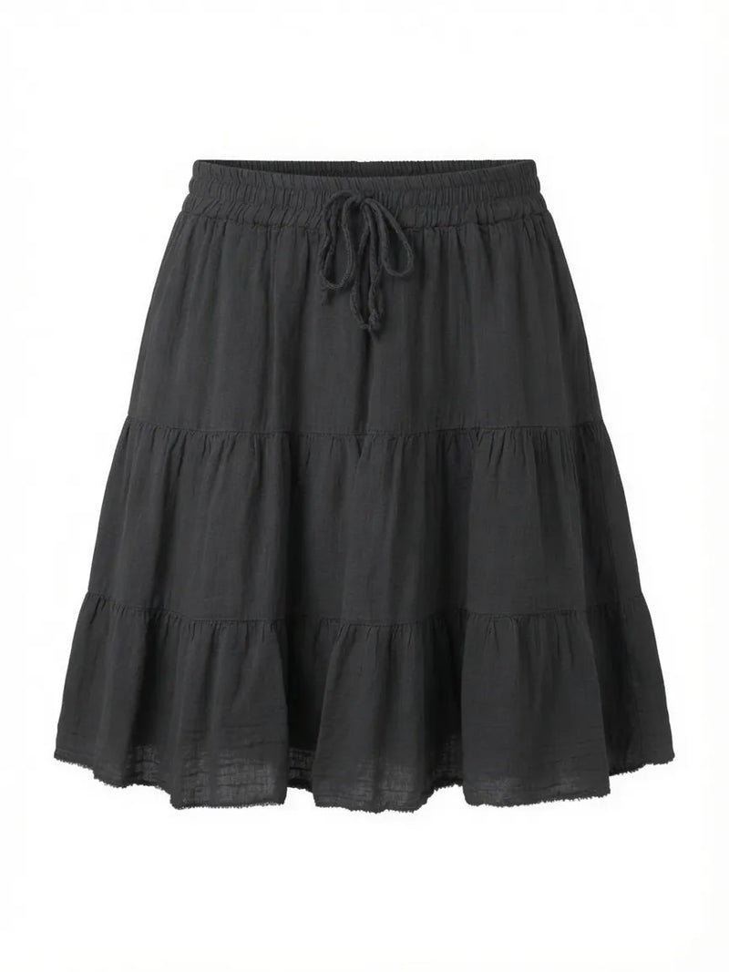 Falda de Algodón con Volantes Gris