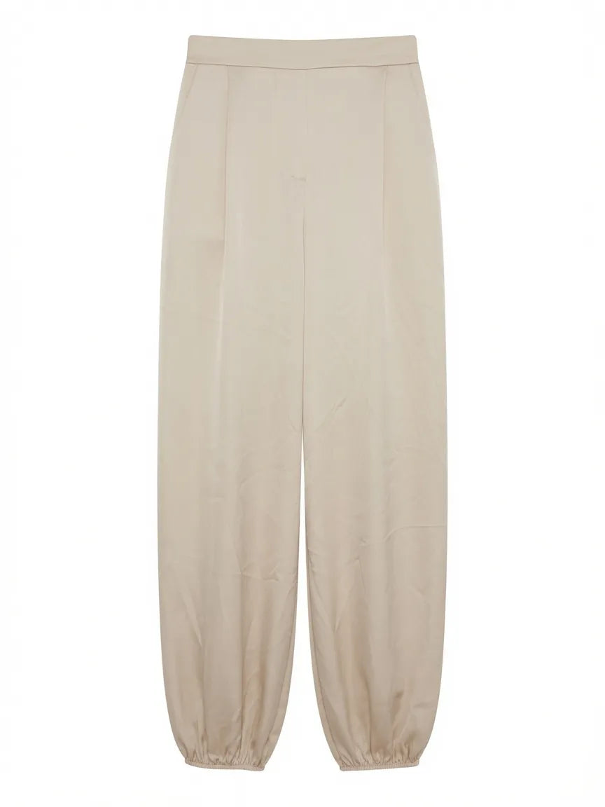 Pantalones Bombachos Satinado Beige