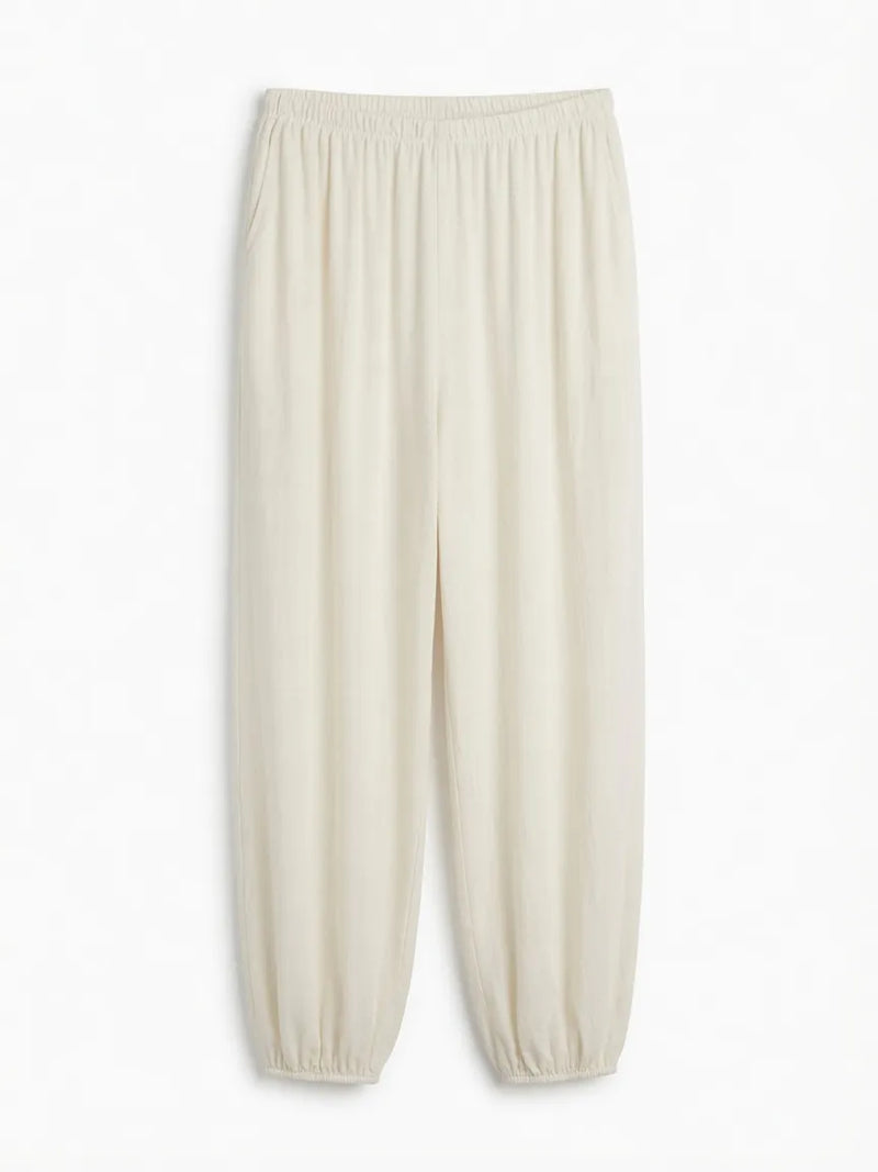 Pantalón Bombacho Fluido Crema