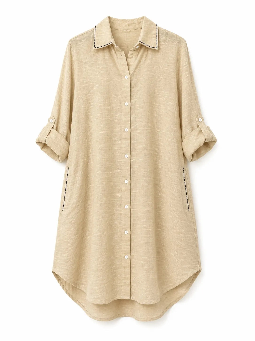 Vestido Camisero Playero Beige