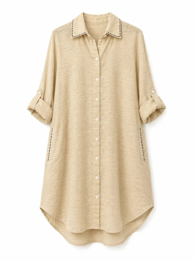 Vestido Camisero Playero Beige