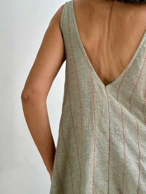 Vestido de Algodón Salvia