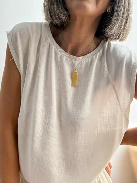 Blusa Fluida de Viscosa Crema