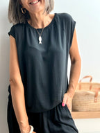 Blusa Fluida de Viscosa Negro