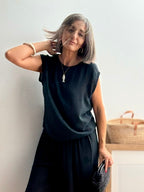Blusa Fluida de Viscosa Negro