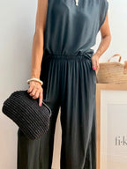Pantalón Bombacho Fluido de Viscosa  Negro